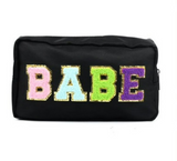 Black BABE + GLAM Travel Bag with Chenille Letters