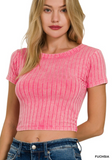 Mineral Wash Ribbed Crop Top - various