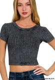 Mineral Wash Ribbed Crop Top - various