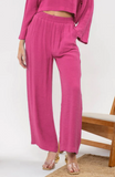 Lightweight Wide Leg Pant + Button Front Top in Hot Pink