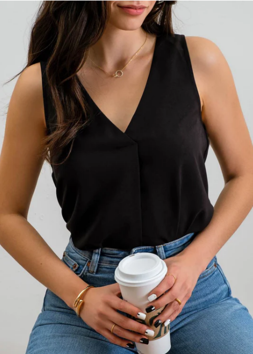 Black Crossover Sleeveless Top