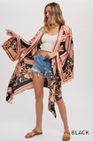 Black + Red Satin Boho Kimono