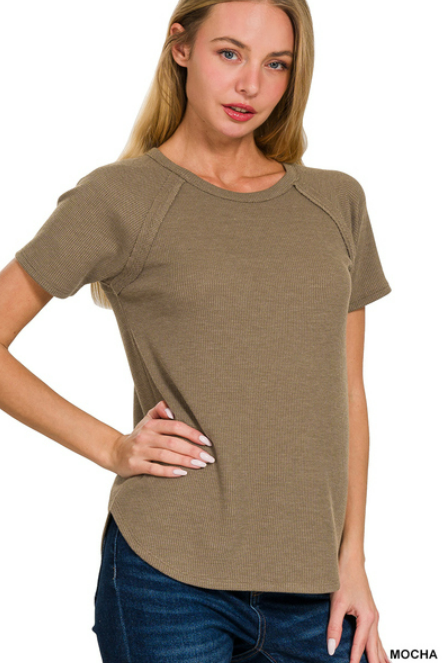 Short Sleeve Waffle Super Soft Top - Various Colors