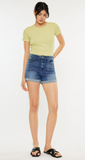 KanCan Gabriela High Rise Medium Wash Double Fold Shorts