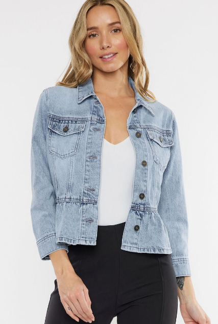 KanCan Classic Fit Peplum Jean Jacket