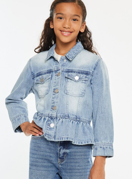 GIRLS KanCan Classic Fit Peplum Jean Jacket