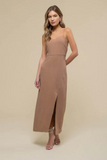 Open Back Brown Midi Dress