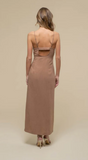 Open Back Brown Midi Dress