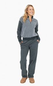 Vintage Everyday Lounge Separates - Relaxed Pant + Quarter Zip Top in Hunter Green