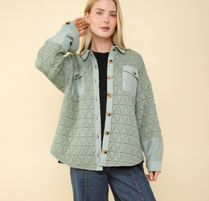 Sage Quilted Shacket in Plus + Regular