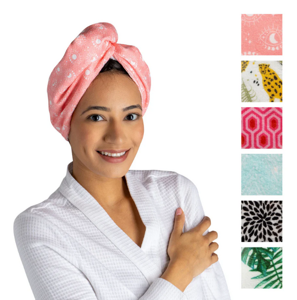 Lemon Lavender Plot Twist Microfiber Turbo Towel for Hair - Various Prints