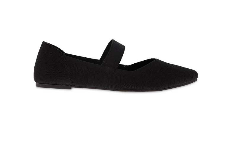 MIA Kylia Knit Mary Jane Flat with Pointed Toe in Black