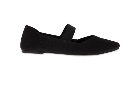 MIA Kylia Knit Mary Jane Flat with Pointed Toe in Black