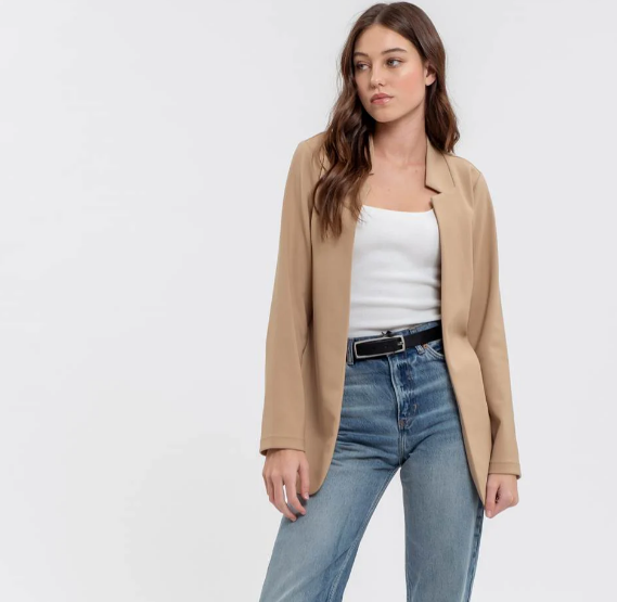 Notch Collar Blazer in Khaki