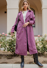 Load image into Gallery viewer, Plum Double Breasted Trench Coat with Belt
