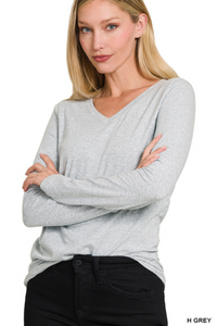 Classic Long Sleeve Relaxed V-Neck