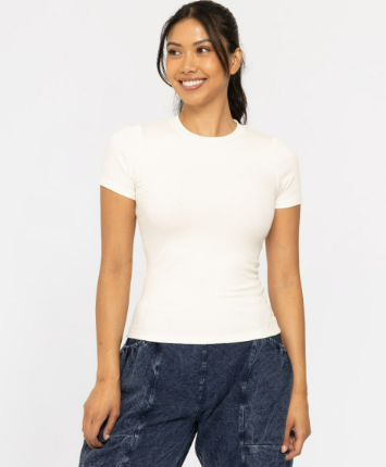 Essential Short-Sleeved Micro-Ribbed Athleisure Top - Various