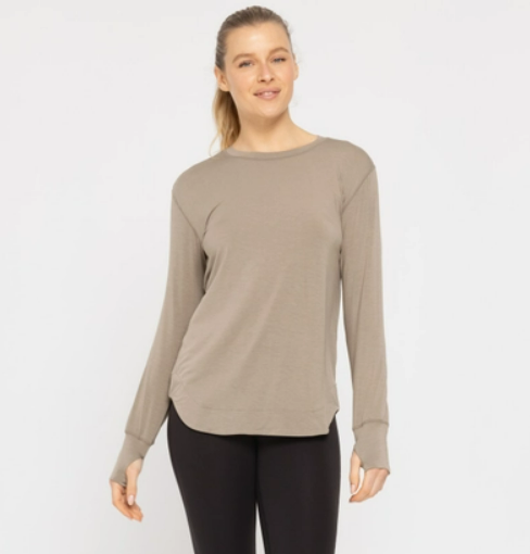 Soft Touch Long Sleeve Top in Khaki Gray