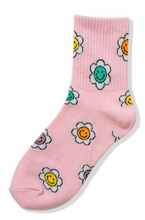 Load image into Gallery viewer, Floral Happy Guy Crew Length Socks - Various
