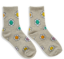 Load image into Gallery viewer, Floral Happy Guy Crew Length Socks - Various
