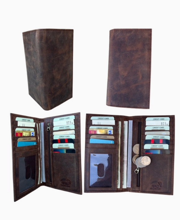 Roma Leather RFID Cowhide Leather Checkbook Wallet  - Various