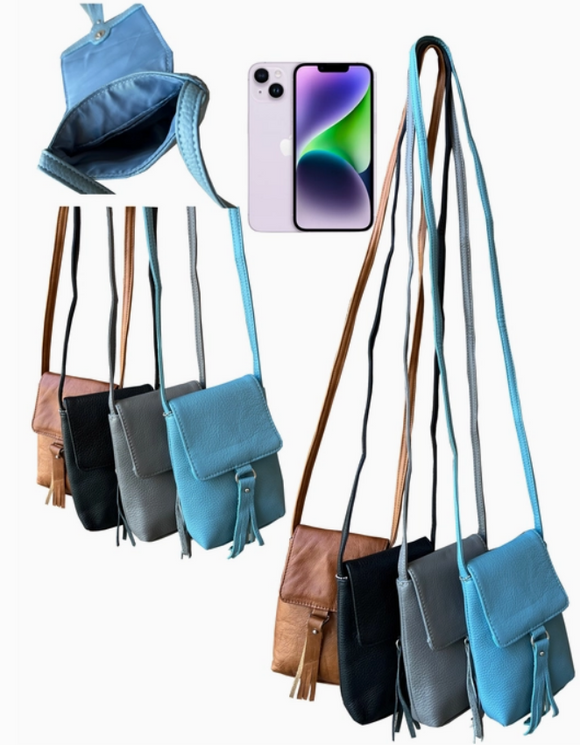 Roma Leather Cowhide Leather Small Fringe Crossbody For Phone  - Various