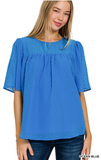 Swiss Dot Flutter Sleeve Blouse - Various Colors