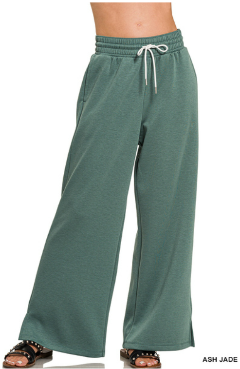 Lightweight Wide Leg Lounge Pant in Ash Jade