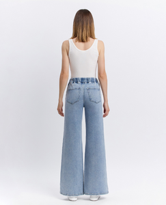 Vervet High Rise Wide Leg Jean with Drawstring Waistband