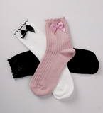 Scalloped Bow Crew Socks - Various