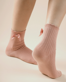Scalloped Bow Crew Socks - Various