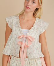 Load image into Gallery viewer, Blush Bow + Floral Tie Blouse + Mini Skort
