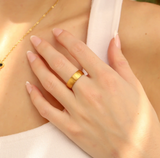 18K Brushed Matte Gold PVD Stainless Steel Ring - 6mm Band - Various Sizes