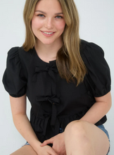 Load image into Gallery viewer, Bow Front Tie Puff Sleeve Top - Various
