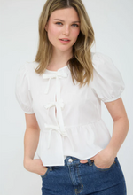 Load image into Gallery viewer, Bow Front Tie Puff Sleeve Top - Various
