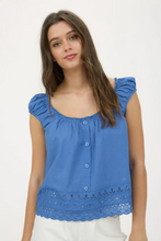 Load image into Gallery viewer, Eyelet Lace Trim Button Front Top - Various
