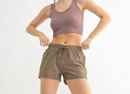Drawstring Pocket Athleisure Short In Java Brown