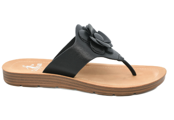 Corkys So Delish Floral Flip Slop Sandal in Black