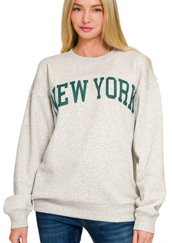 New York Graphic Crewneck Sweatshirt in Ash Gray