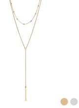 Load image into Gallery viewer, 18K Gold PVD Stainless Steel Drop Bar Layered Lariat Necklace - Various
