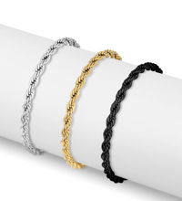 Load image into Gallery viewer, 18K PVD Gold or Stainless Steel 2mm Rope Chain Necklace &amp; Bracelet/Anklet
