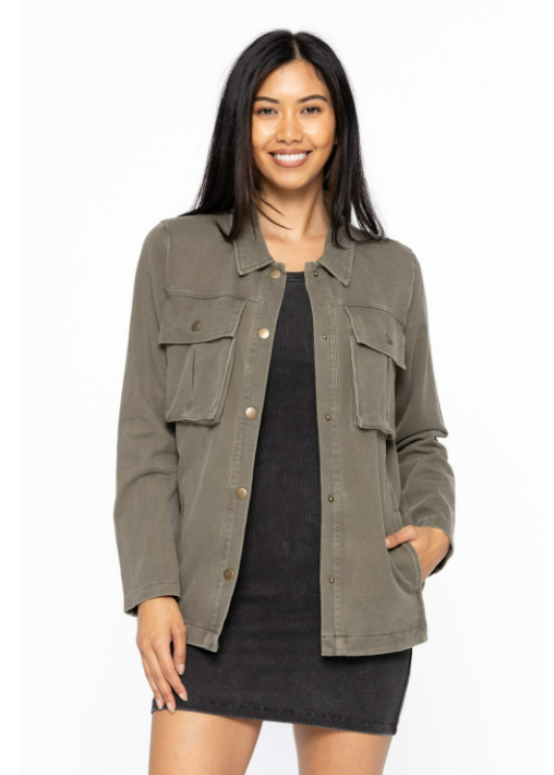 Cotton Blend Mineral Wash Shacket - Various