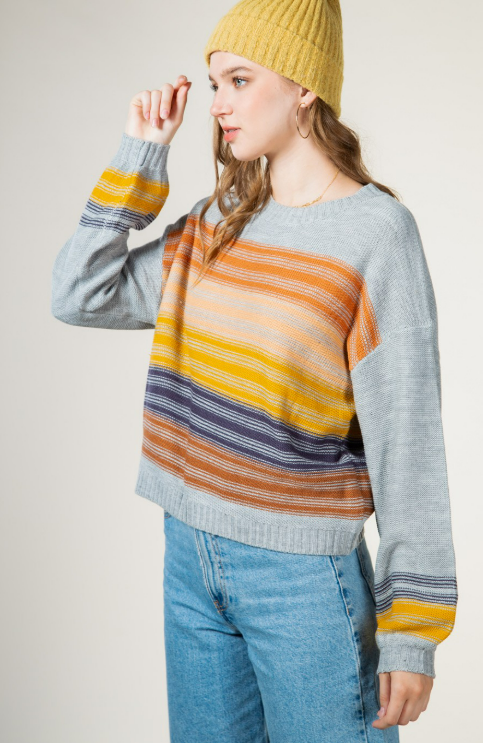 Multicolor Color block Striped Sweater