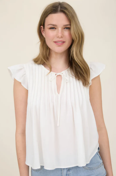 Front Tie Pleated Top- Various
