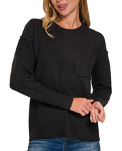 Load image into Gallery viewer, Round Neck Pocket Sweater - Plus + Regular
