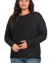 Load image into Gallery viewer, Round Neck Pocket Sweater - Plus + Regular
