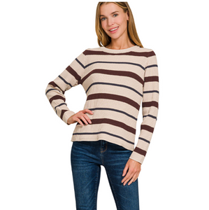Boho Striped Sweater in Brown
