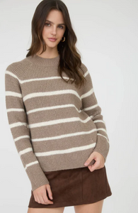Striped High Neck Sweater - Various Colors