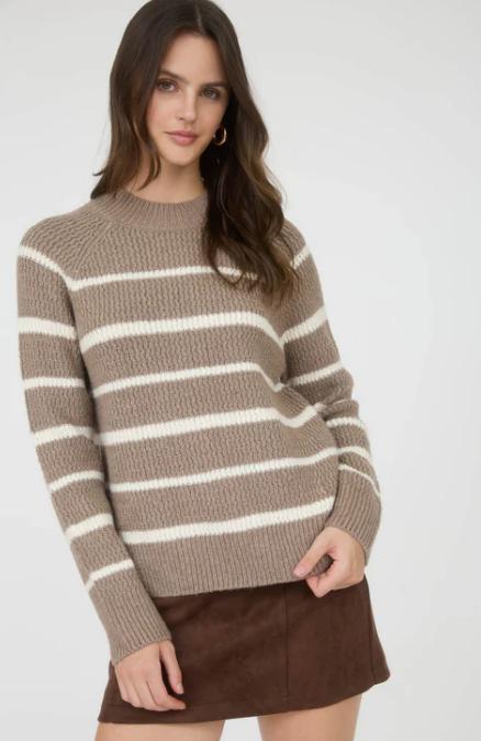 Striped High Neck Sweater - Various Colors