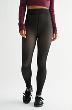Load image into Gallery viewer, Fur Lined High-Waisted Layering Tights in Black/Nude

